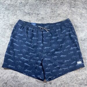 New AFTCO Swim Trunks Men's 2XL Blue Floral Fish‎ Lined Pockets Quick Dry Beach
